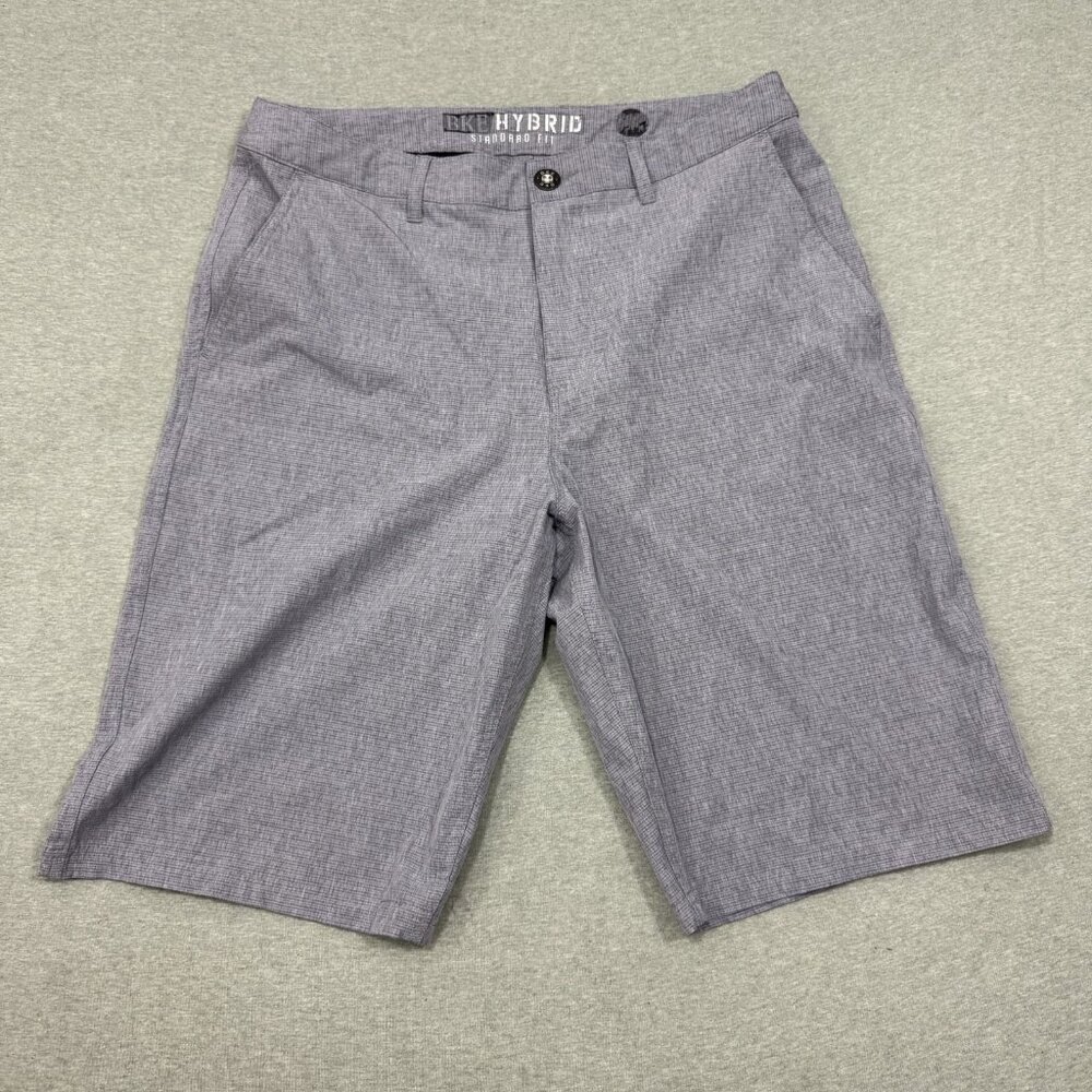 BKE Hybrid Shorts Mens 33 Gray Standard Fit Casual Flat Front Chino Activewear
